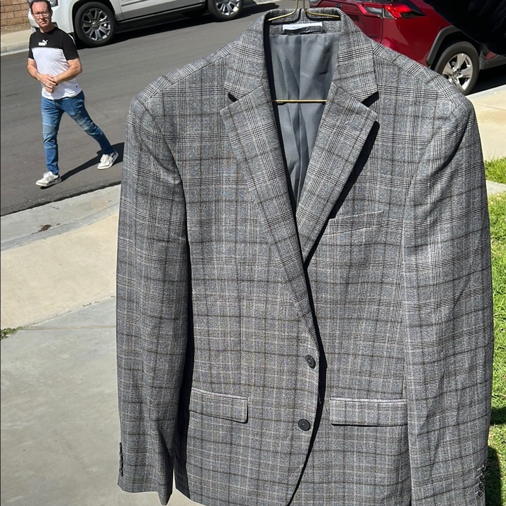 Gray Plaid Men's Blazer